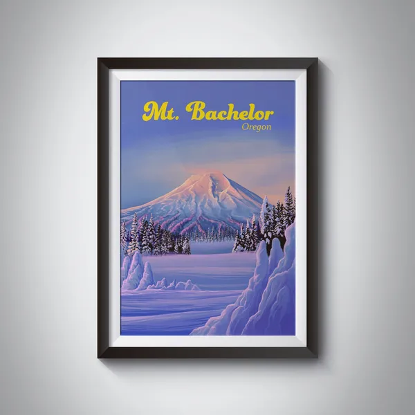 Mt Bachelor Ski Resort Oregon Travel Poster, Vintage Art