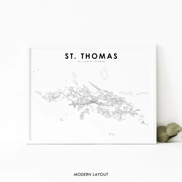 St Thomas US Virgin Islands Map Art Print