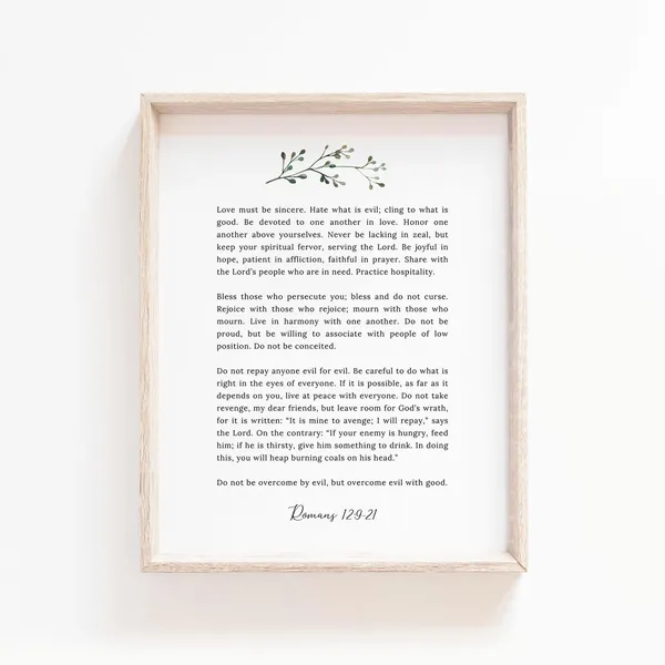 Romans 12:9-21 Botanical Scripture Art Print