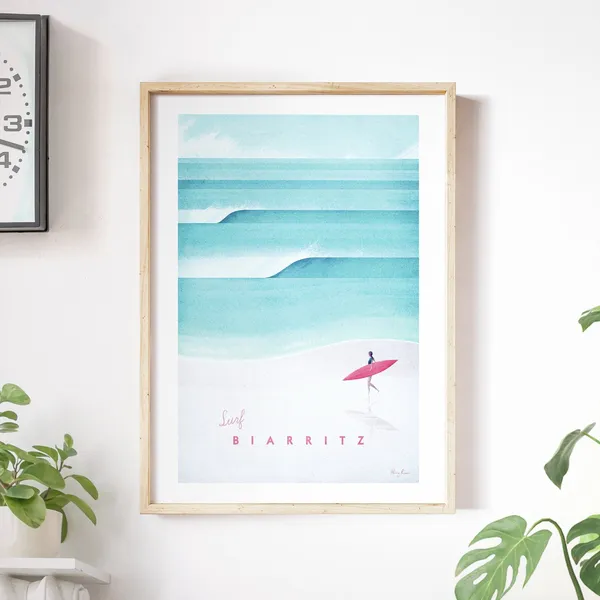 Biarritz Vintage Retro Travel Poster, Surf Art Print