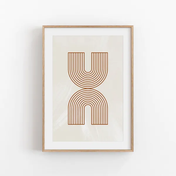 Abstract Geometric Line Art, Boho Neutral Print