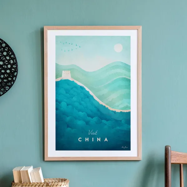 Great Wall of China Travel Poster, Vintage Minimalist