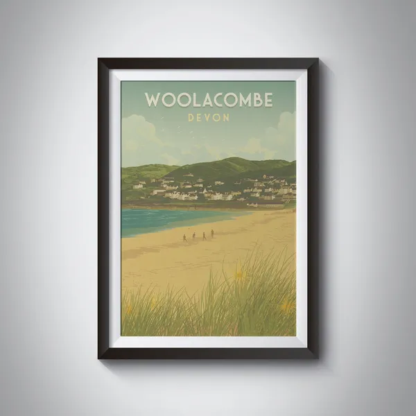 Woolacombe Devon Vintage Travel Poster Print