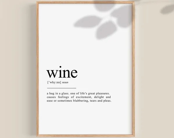 Wine Definition Poster, Funny Bar Decor Wall Art