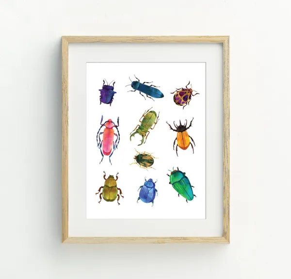 Bugs Beetle Wall Art, Insects for Kids Rooms