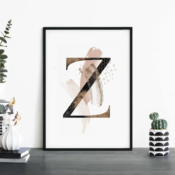 Letter Z Alphabet Abstract Art Print, Nursery Decor
