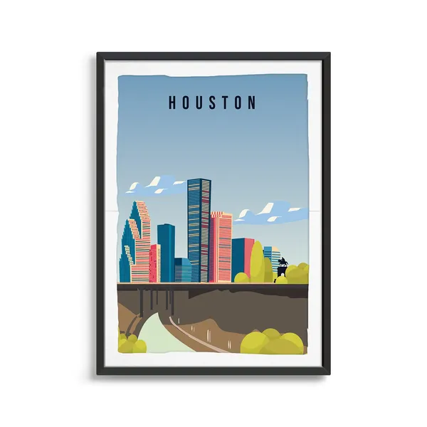 Houston City Travel Poster, City Art Print