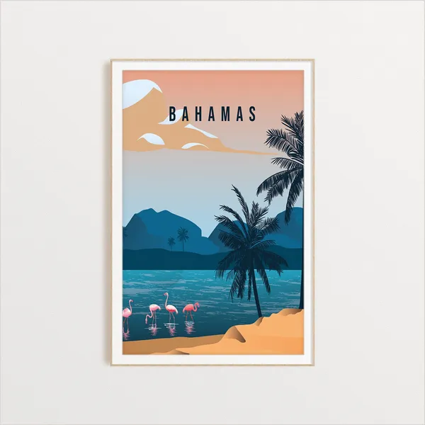 Bahamas Country Travel Poster, Cultural Wall Art
