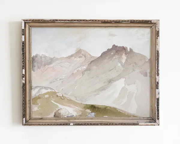 Vintage Watercolor Mountain Landscape Art Print