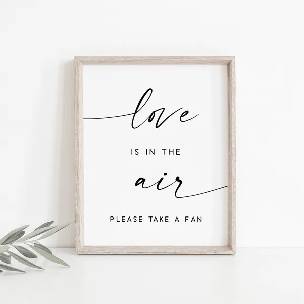 Love Is In The Air Fan Sign, Wedding Decor Print