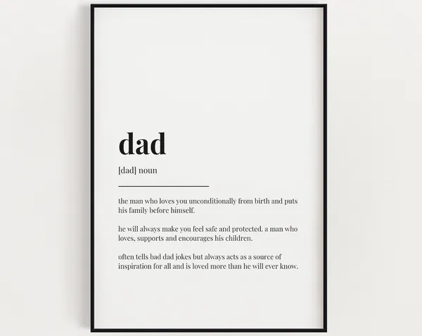 Dad Definition Meaning Wall Art, Father's Day Print