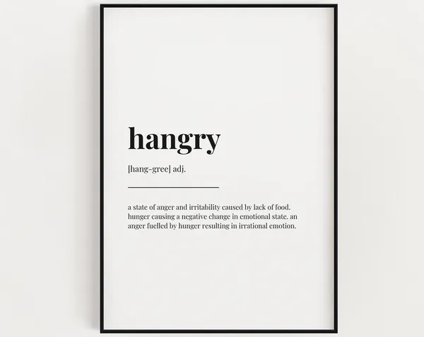 Hangry Definition Meaning Kitchen Decor Poster