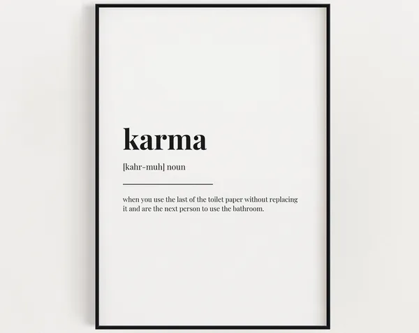 Karma Definition Meaning Bathroom Decor Art Print