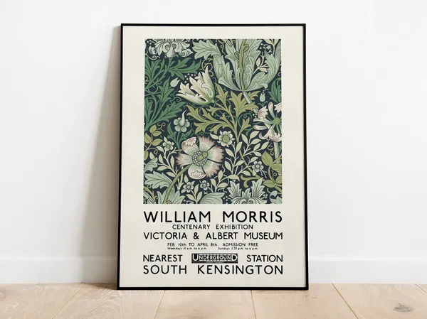 William Morris Exhibition Poster, Art Nouveau Wall Art Print