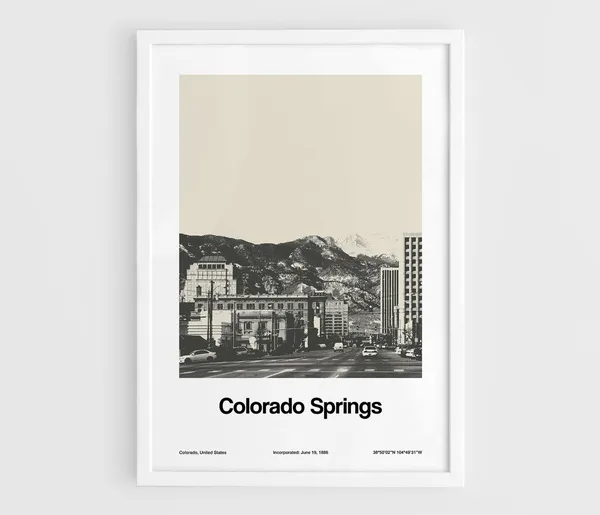 Colorado Springs Downtown Skyline Minimalist Art Print