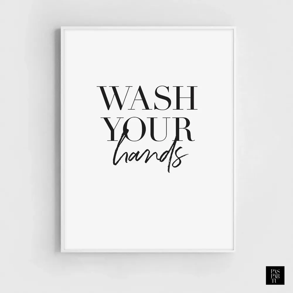 Wash Your Hands Nordic Bathroom Typography Art Print - Image 2