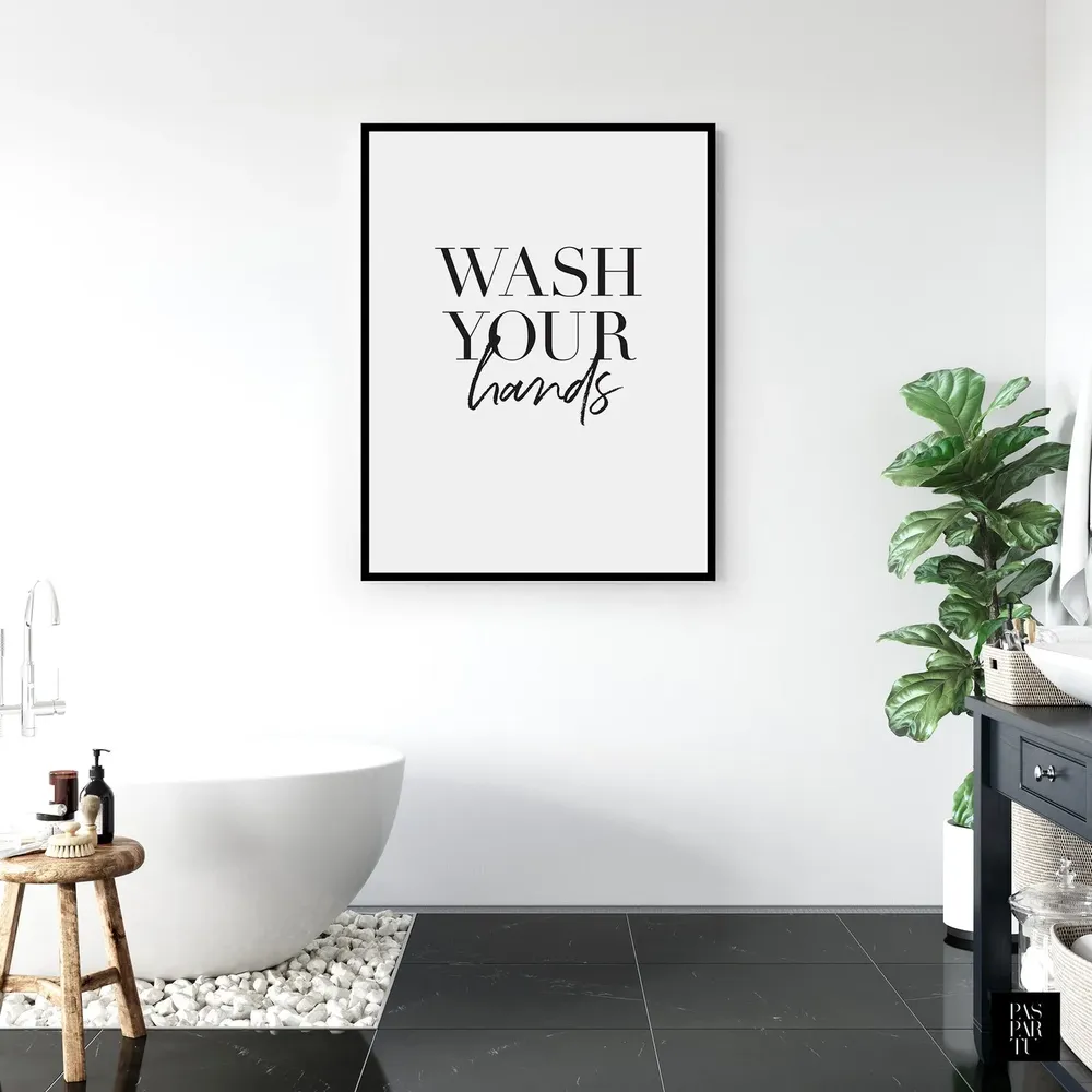 Wash Your Hands Nordic Bathroom Typography Art Print - Image 3