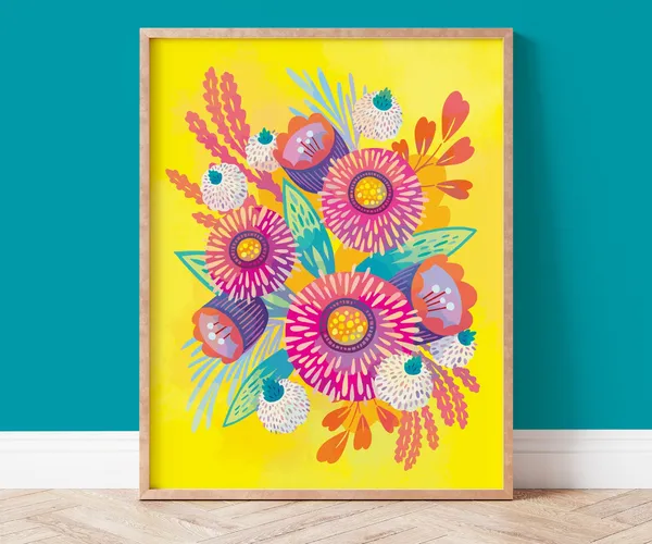 Bright Flower Art Print, Colorful Floral Decor