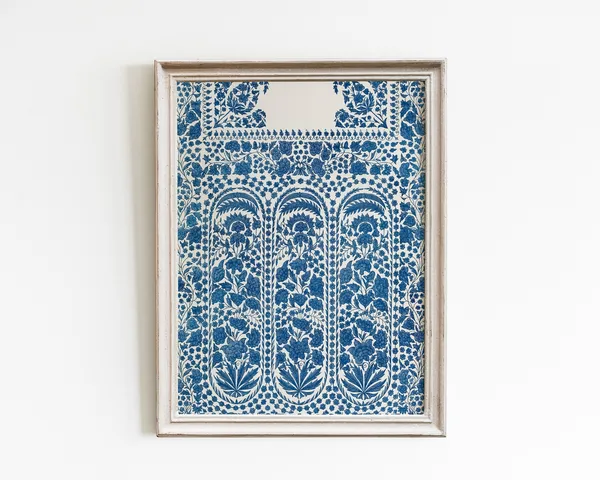 Blue And White Floral Vintage Art Print, Antique Style