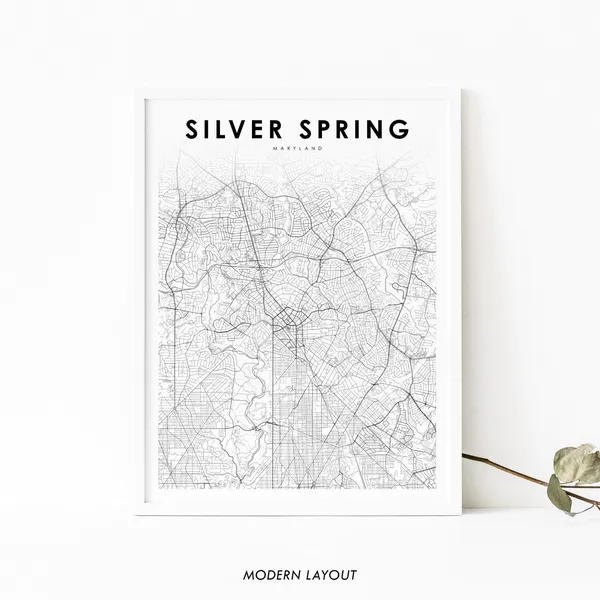 Silver Spring Md Map Print, Maryland Travel Poster