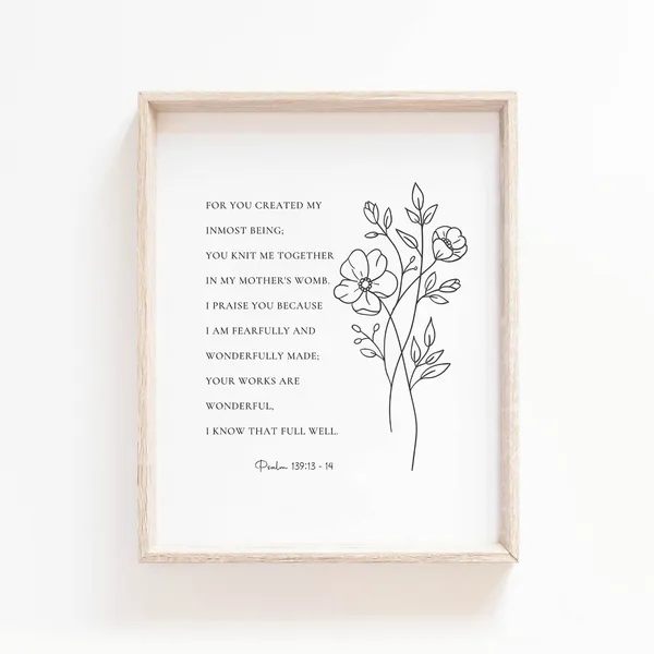 Fearfully and Wonderfully Made Psalm 139:13 Art Print