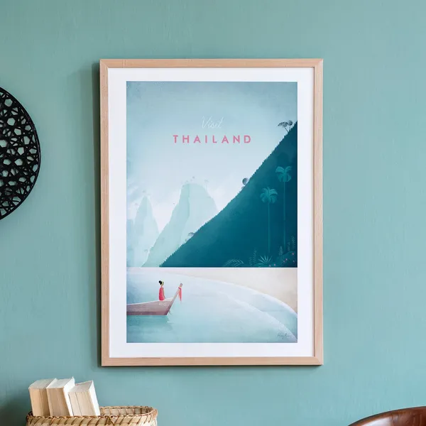 Thailand Vintage Travel Poster, Minimalist Wall Art Print