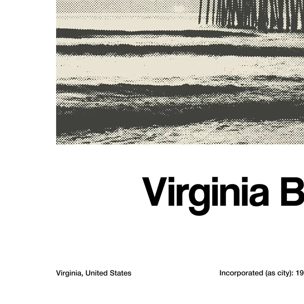 Virginia Beach Black and White Travel Poster - Image 2