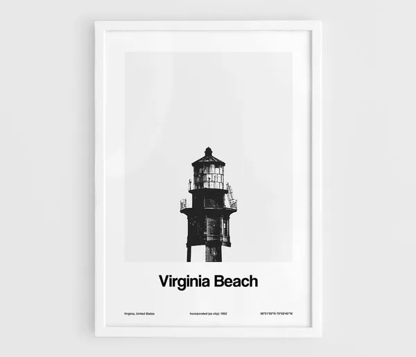 Virginia Beach Minimalist Travel Poster, Cape Henry