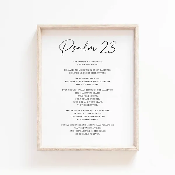 Psalm 23 Bible Verse Art Print, Christian Scripture