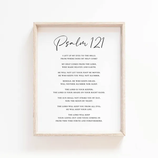 Psalm 121 Bible Verse Art Print, Christian Decor
