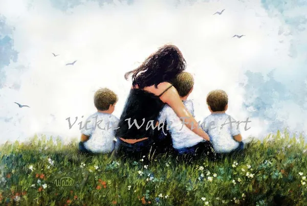 Vickie Wade Mother And Three Sons Family Art Print