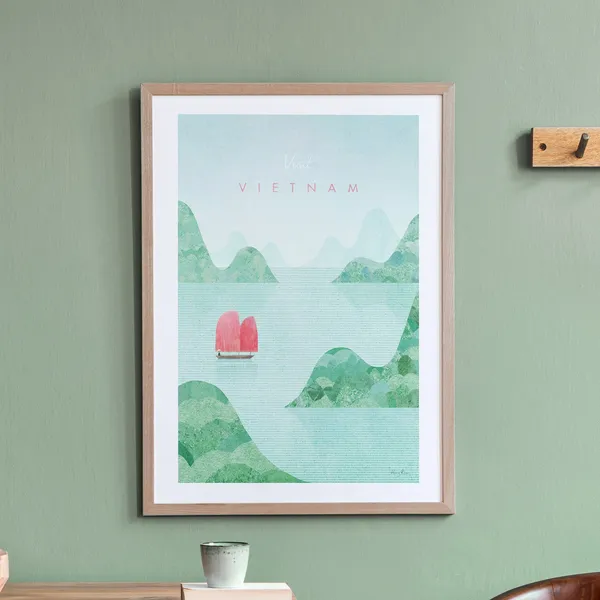 Vietnam Vintage Travel Poster, Minimalist Travel Art