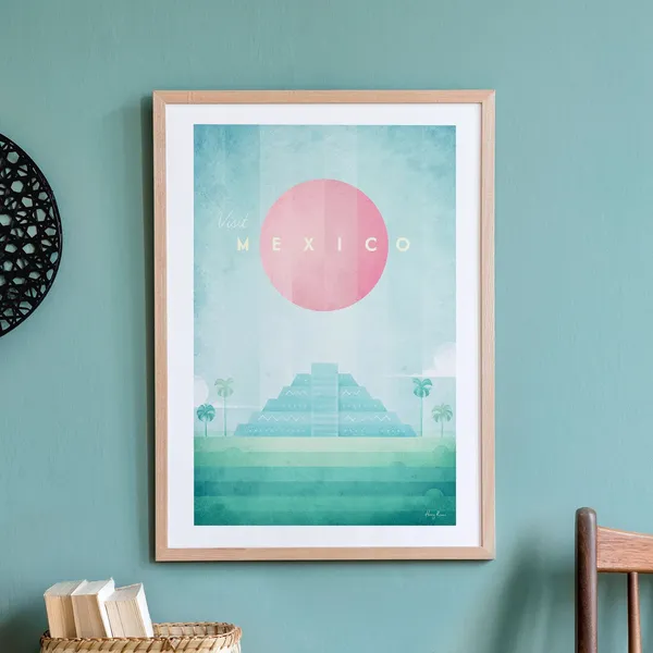 Mexico Travel Poster, Minimalist Vintage Retro Style
