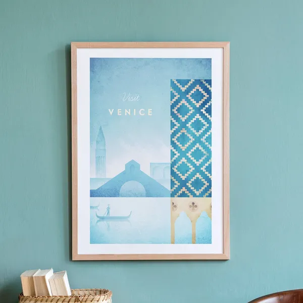 Venice Travel Poster, Minimalist Vintage Retro Style