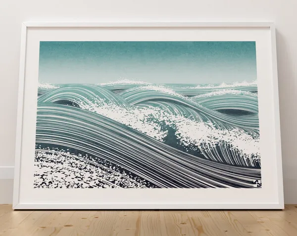 Minimalist Waves Abstract Seascape Poster Print