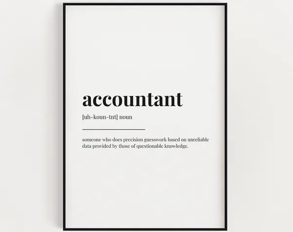 Accountant Definition Typography Art Print, Office Decor