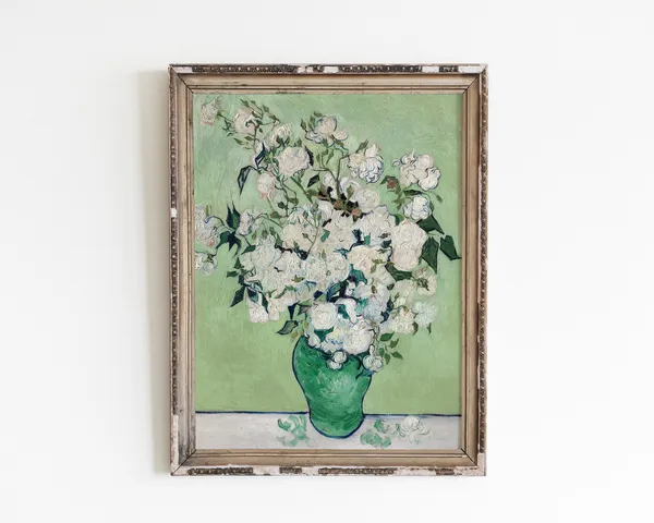 Van Gogh-Inspired Vintage Flower Art Print, Cottage Decor