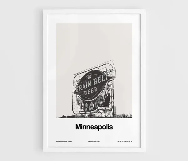Minneapolis Grain Belt Beer Sign, Minimalist Poster