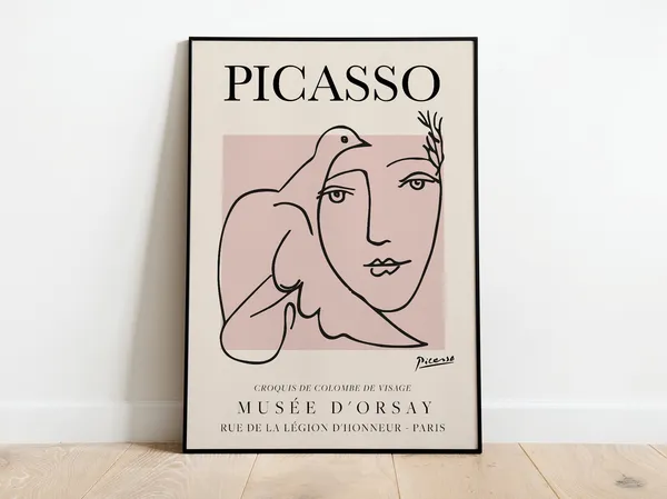 Picasso Exhibition Vintage Line Art Poster