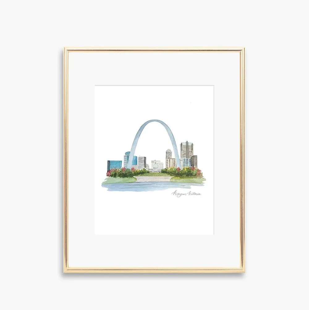 St Louis Arch Watercolor Art Print, Gateway To The West