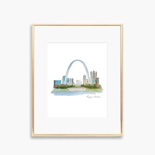 St Louis Arch Watercolor Art Print, Gateway To The West