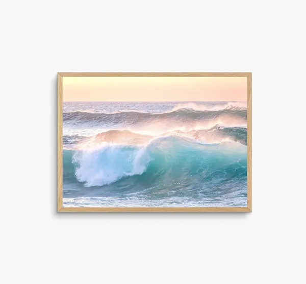 Pastel Ocean Waves Print, Boho Coastal Decor