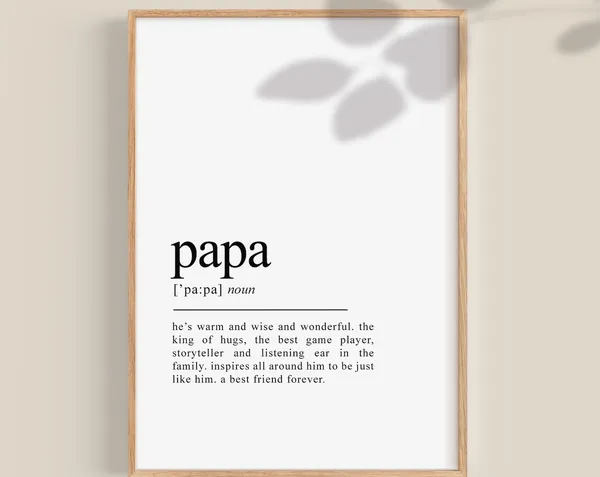 Papa Definition Art Print, Father's Day Gift