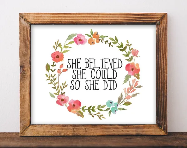 She Believed She Could Floral Nursery Art Print
