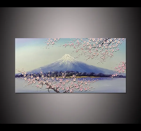 Mount Fuji Cherry Blossoms, Modern Wall Art Print