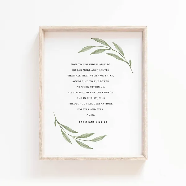 Ephesians 3:20-21 Botanical Scripture Art Print