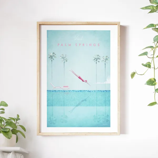 Palm Springs Vintage Retro Travel Poster Print