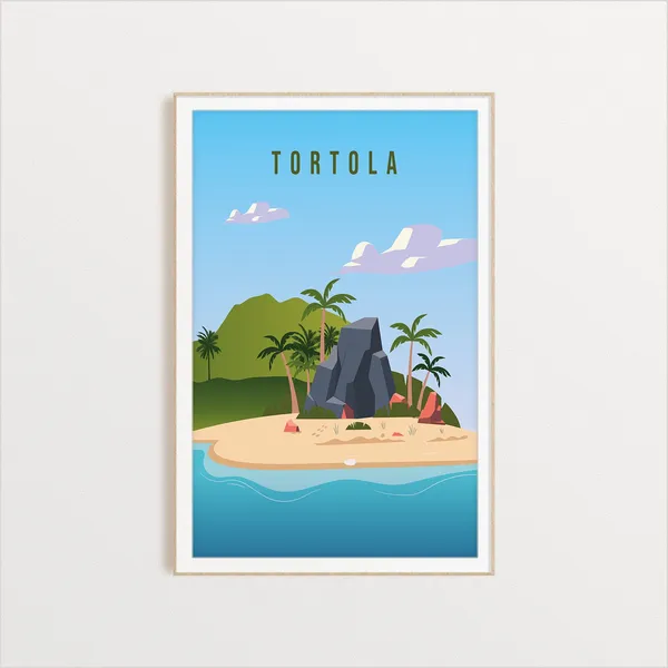 Tortola Island Travel Poster, Island Art Print