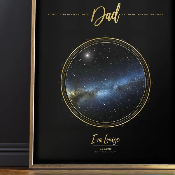 Personalized Star Map Night Sky Poster, Gift For Dad