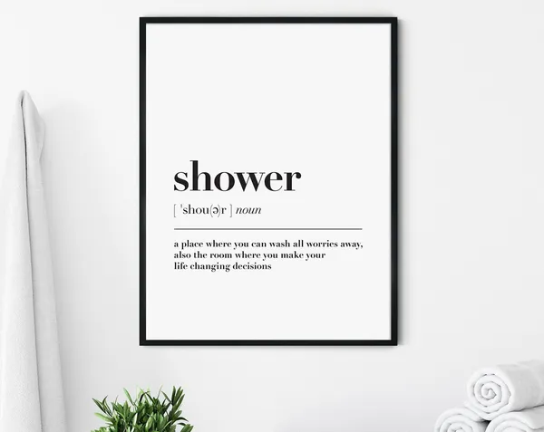 Shower Definition Bathroom Typography Wall Art Print